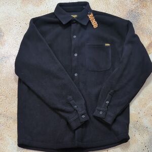 Bones Wheels | Black and Gold Button-up Fleece Jacket Skateboard Size M